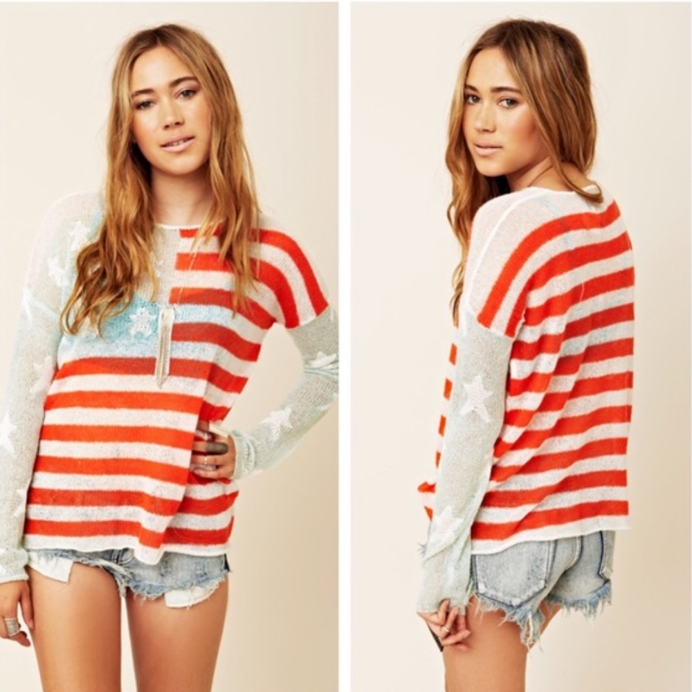 Wildfox American Flag Oversized Sweater Size XS - Picture 1 of 6
